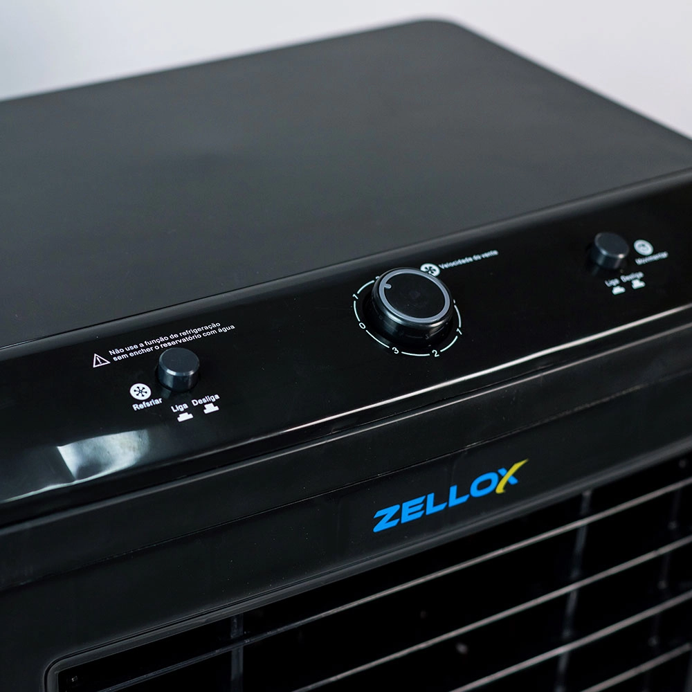 CLIMATIZADOR E UMIDIFICADOR DE AR PORTÁTIL 45 LITROS 4 FUNÇÕES 127V PRETO - ZELLOX CLIMATIZADOR E UMIDIFICADOR DE AR PORTÁTIL 45 LITROS 4 FUNÇÕES 127V PRETO - ZELLOX