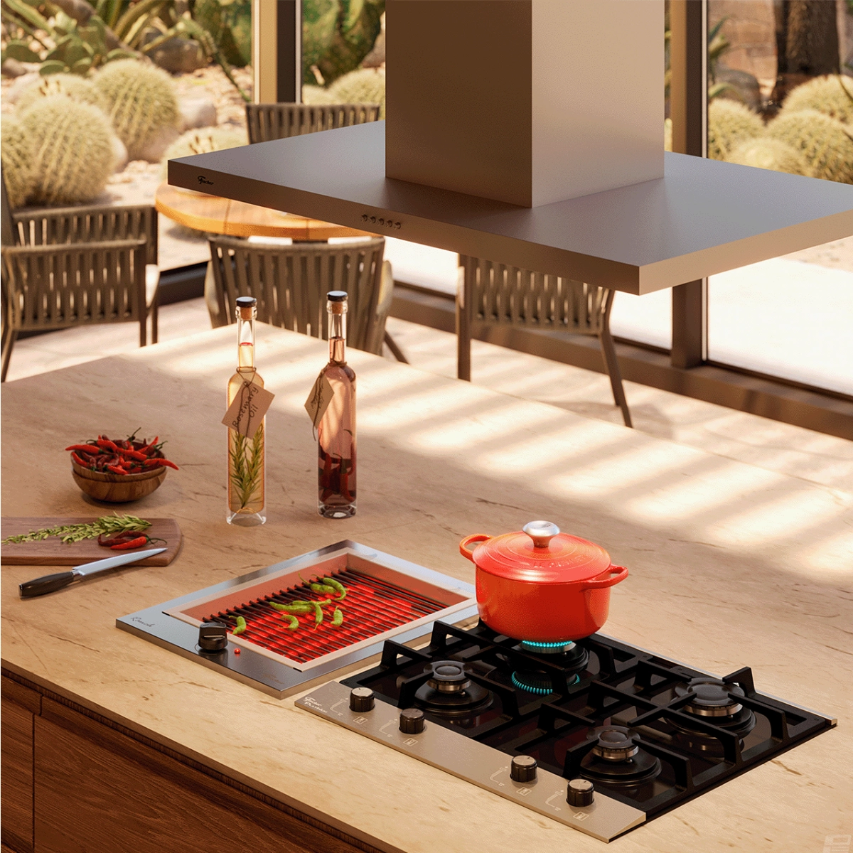 COIFA DE ILHA FISCHER 127V INFINITY TRADITION LINE 90CM INOX 