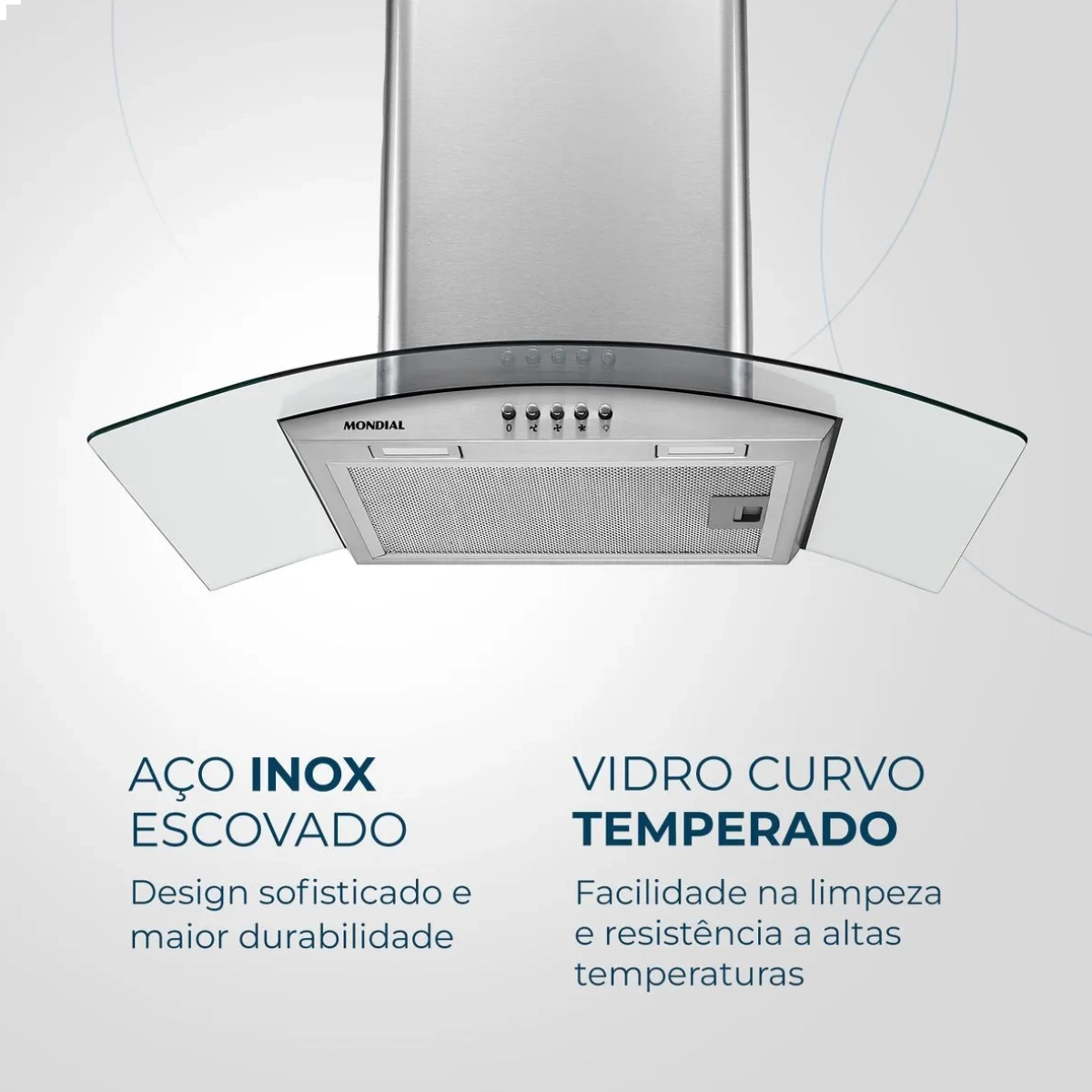 Coifa de Parede Cf60-01 com Vidro Curvo 250w 60cm Inox Mondial 127v Coifa de Parede Cf60-01 com Vidro Curvo 250w 60cm Inox Mondial 127v