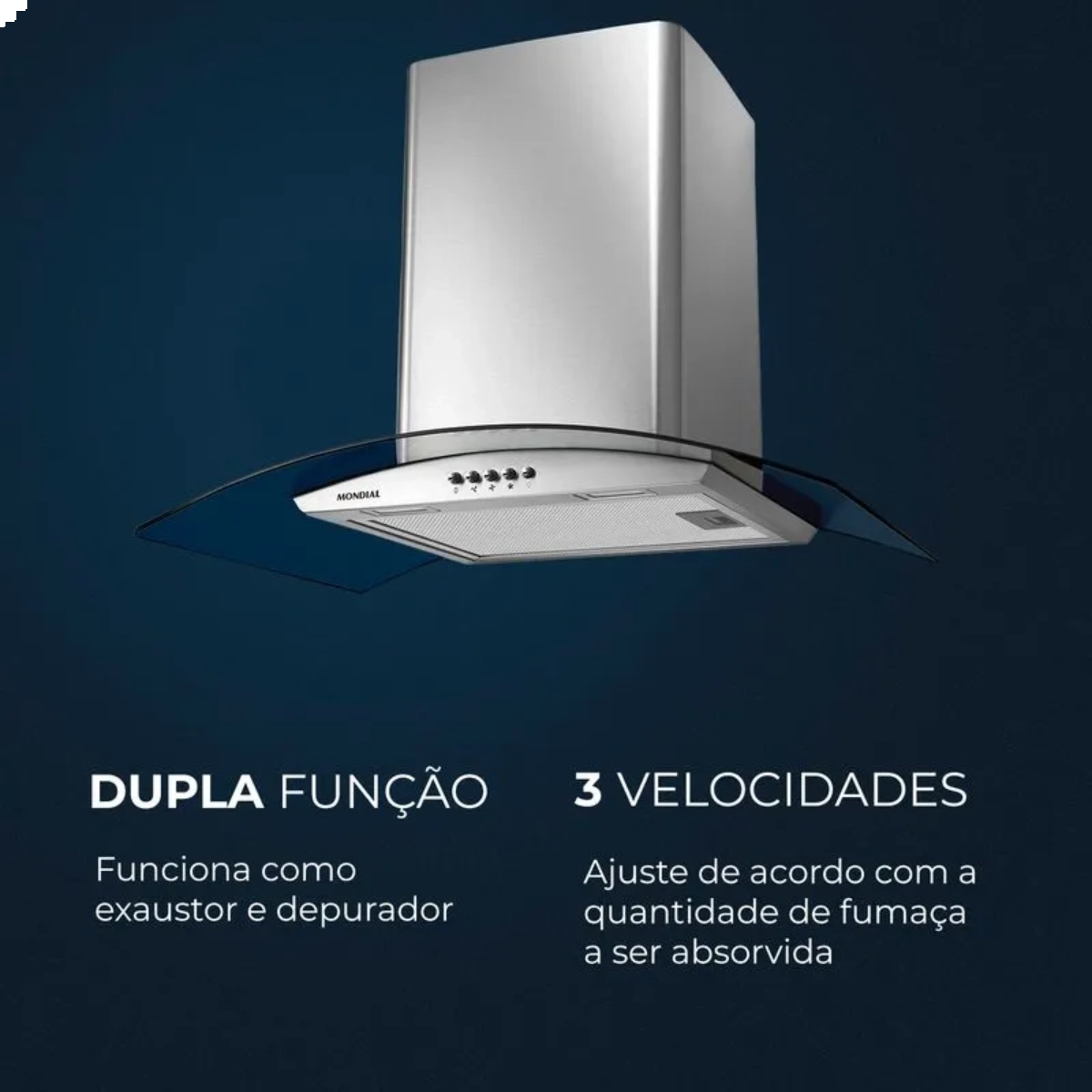Coifa de Parede Cf60-01 com Vidro Curvo 250w 60cm Inox Mondial 127v Coifa de Parede Cf60-01 com Vidro Curvo 250w 60cm Inox Mondial 127v
