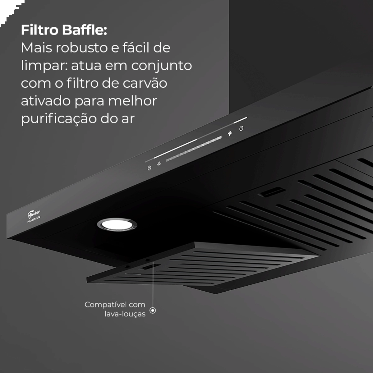 COIFA DE PAREDE FISCHER PLATINIUM 90 CM COM CONTROLE POR GESTO COIFA DE PAREDE FISCHER PLATINIUM 90 CM COM CONTROLE POR GESTO
