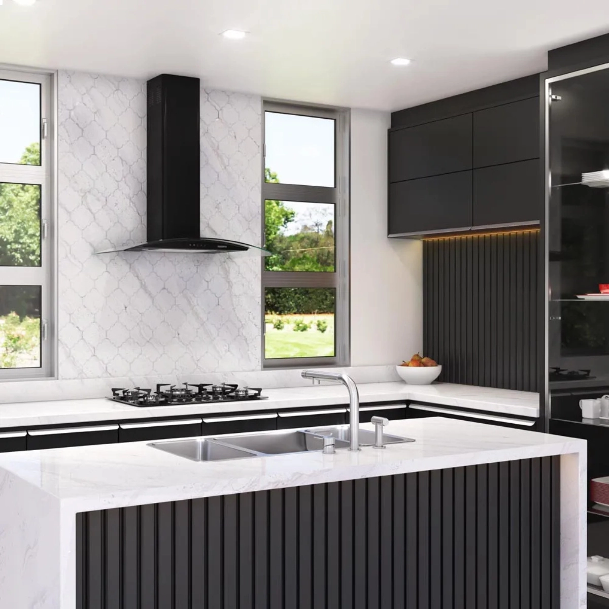 COIFA FOGATTI DE PAREDE CLEAN VIDRO CURVO BLACK 90CM 127V