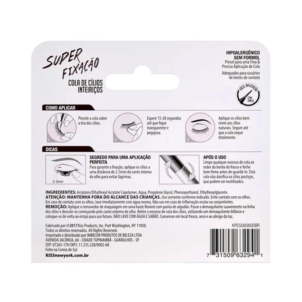 COLA PARA CÍLIOS POATIÇOS 48H I-ENVY INCOLOR KISS NEW YORK KPEG06BR