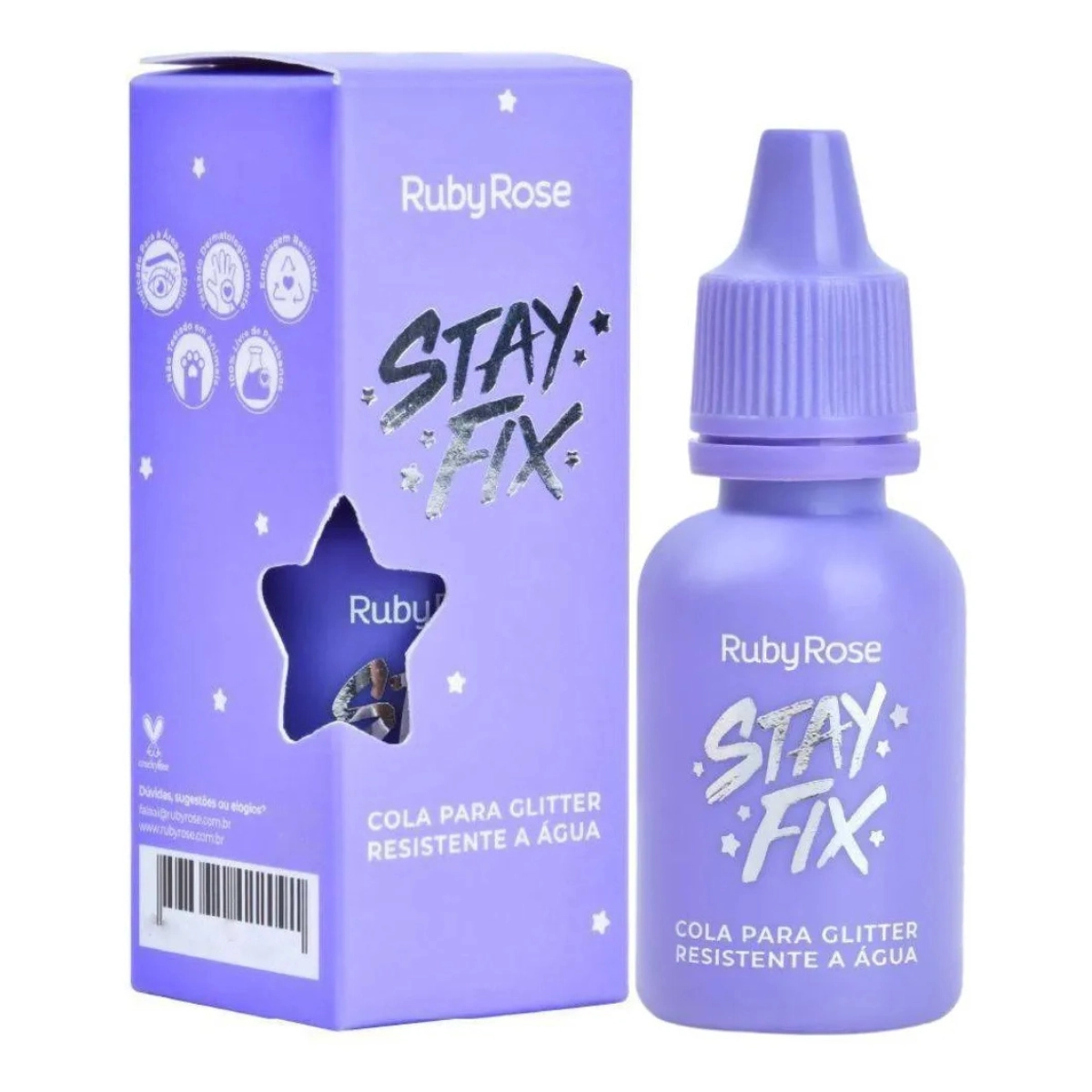 COLA PARA GLITTER RUBY ROSE STAY FIX RESISTENTE HB584 À ÁGUA 10ML