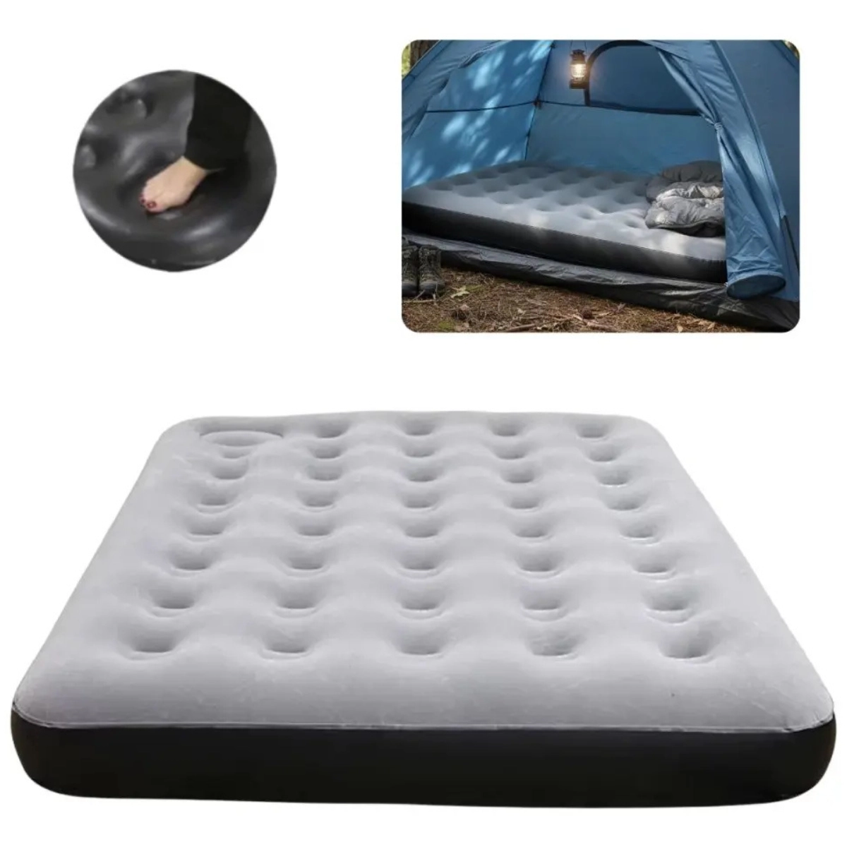 COLCHAO INFLAVEL AVELUDADO PARA CASAL FIT ECOLOGIC ATE 200KG NAUTIKA 