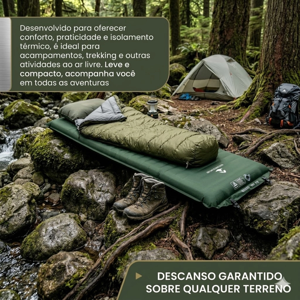 COLCHONETE AUTOINFLAVEL CAMPING SMART GUEPARDO SOLTEIRO VERDE 