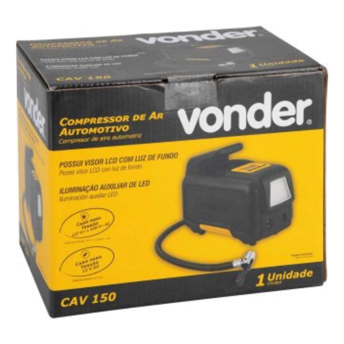 COMPRESSOR DE AR PORTATIL AUTOMOTIVO VONDER CAV 150 12V
