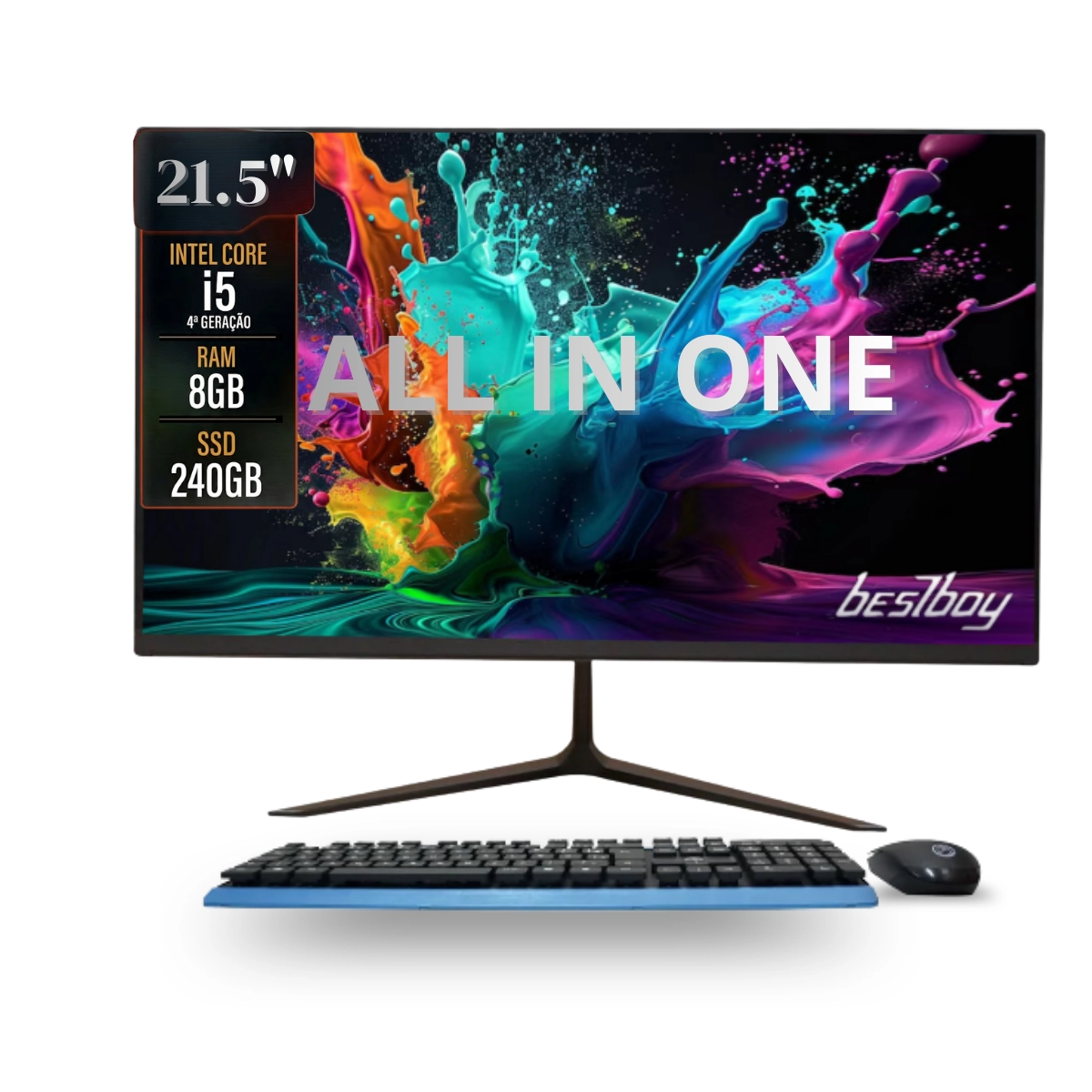 COMPUTADOR AIO IN ONE WORK MACHINE BESTBOY INTEL CORE I5 4º 8GB RAM SSD 240GB MOU TEC 21.5 PT