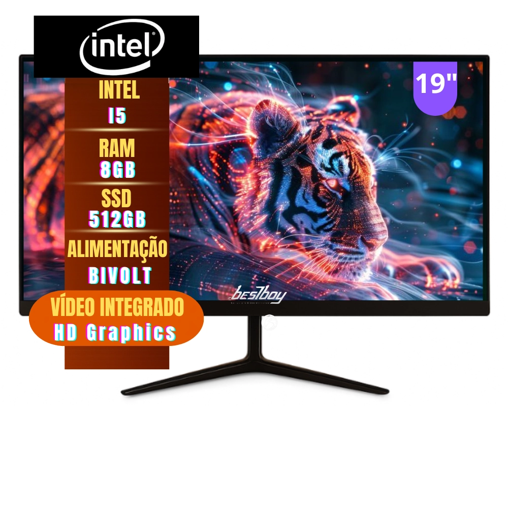 Computador All In One BestBoy 19" Intel Core I5-3470s 8gb Ssd 512 Gb Mouse e Teclado S/ Fio - Windows 10 Trial