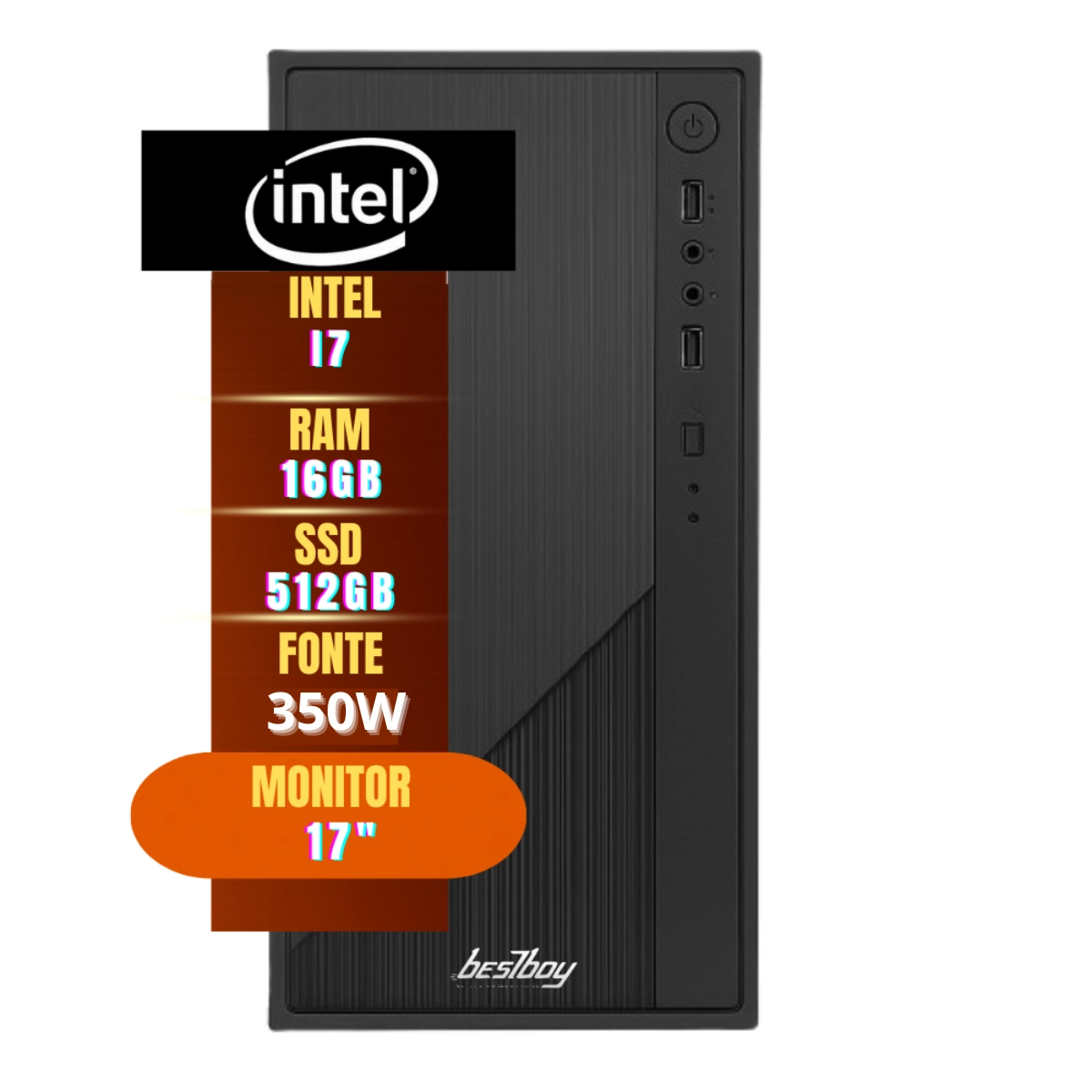 Computador Completo Cpu Intel Core I7 3 Geração 16gb Ssd 512gb Monitor 17.1 Win 10 Trial - BestBoy