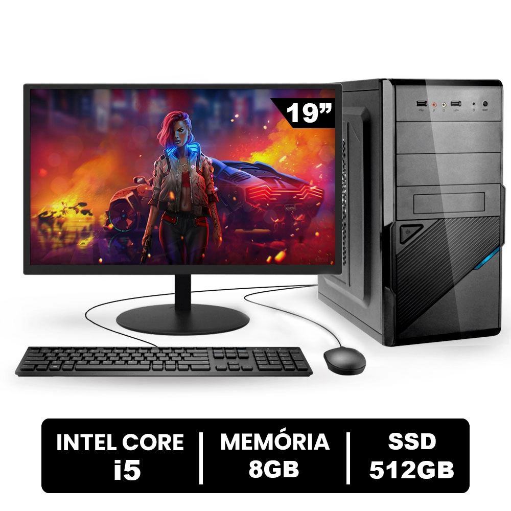Computador Completo I5 8gb Ssd 512gb Win10 Monitor 19 Bestpc