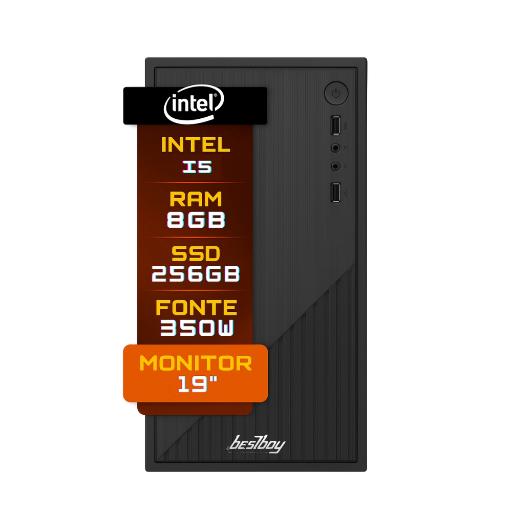 Computador Completo Intel Core I5 8gb de Ram Ssd 256gb Monitor Led 19&quot; Hdmi + Windows 10 Trial e Pacote Offce - BestBoy