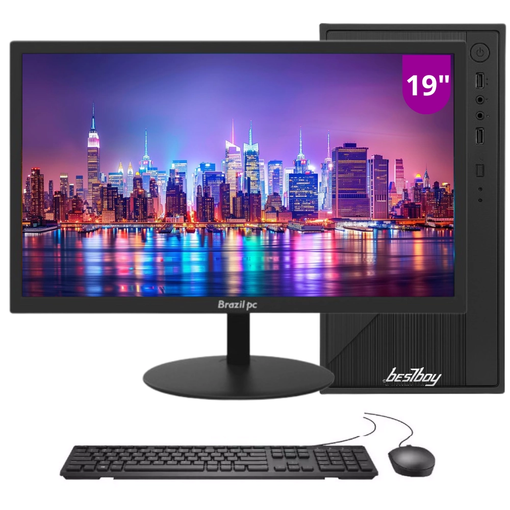 Computador Completo Intel Core I5 8gb de Ram Ssd 256gb Monitor Led 19" Hdmi + Windows 10 Trial e Pacote Offce - BestBoy