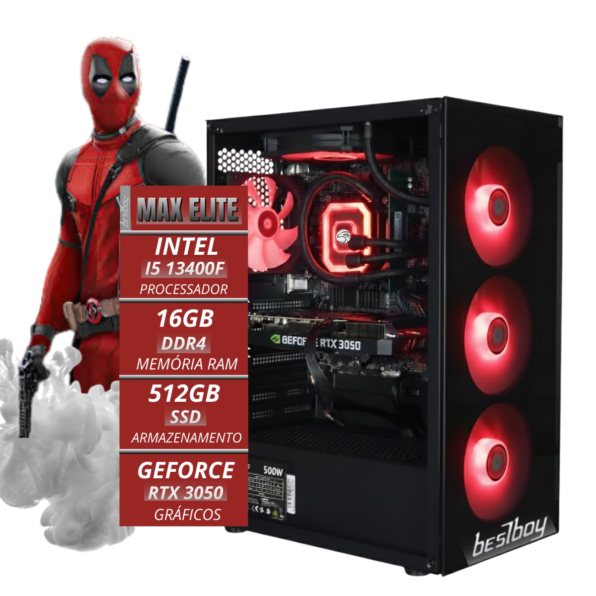 COMPUTADOR GAMER MAX ELITE BESTBOY INTEL CORE I5 13º 16GB RAM SSD 512GB RTX 3050 8GB 500W