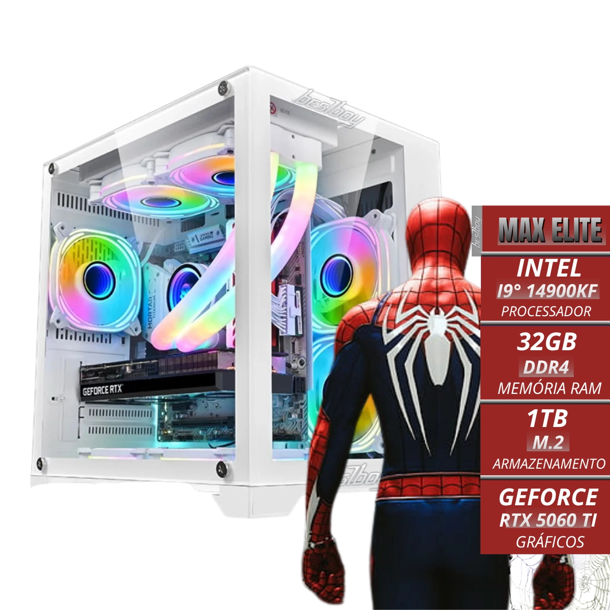 COMPUTADOR GAMER MAX ELITE BESTBOY INTEL CORE I9 14º 32GB RAM SSD 1TB RTX 5060 16GB 800W