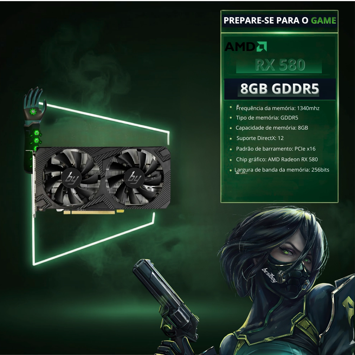 Computador Gamer Max Elite Bestboy Ryzen 7 3700x A520m 16gb Ssd 1tb Fonte 500w 80 Plus Rx580