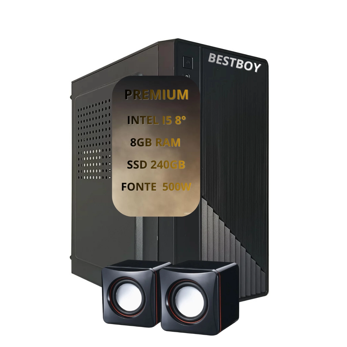 COMPUTADOR GAMER PREMIUM BESTBOY INTEL CORE I5 8º 8GB RAM SSD 240GB 500W MOUSE TEC CX SOM MON 20 PRETO