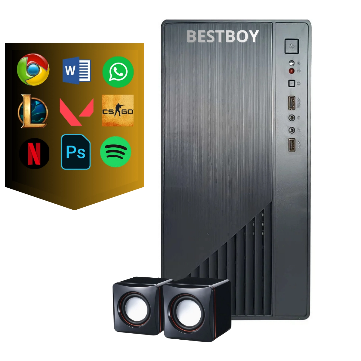 COMPUTADOR GAMER PREMIUM BESTBOY INTEL CORE I5 8º 8GB RAM SSD 240GB 500W MOUSE TEC CX SOM MON 20 PRETO