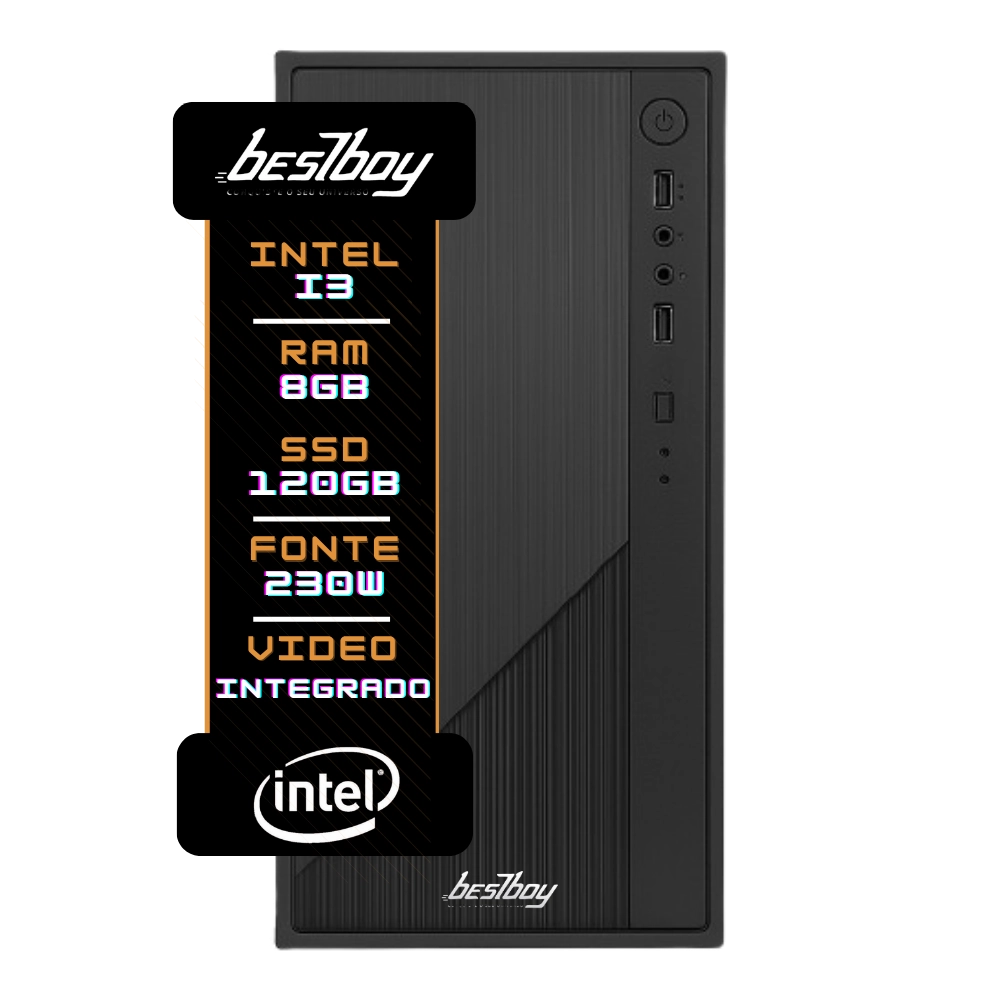 Computador Office Completo Intel Core I3 8gb Ssd 120 Gb Monitor 19" Windows 10 Trial - BestBoy