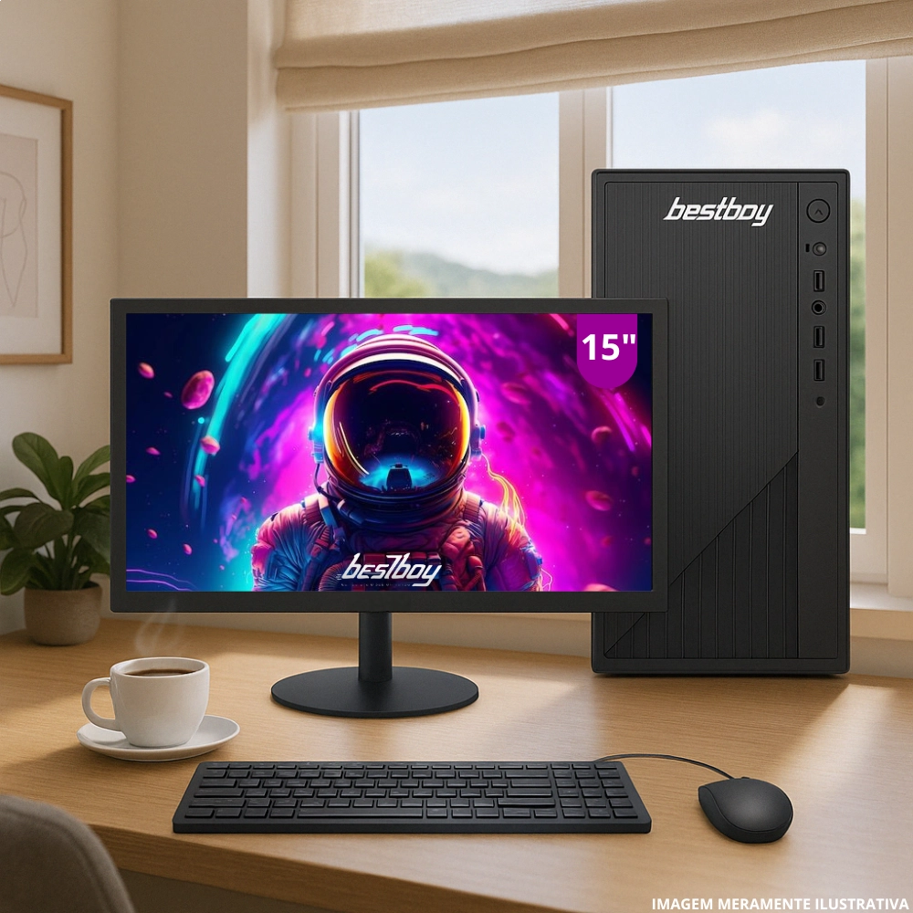 Computador Pc Cpu Completo Intel Core I3 4gb Ssd 128 Gb Monitor 15" - Windows 10 Trial Bestboy