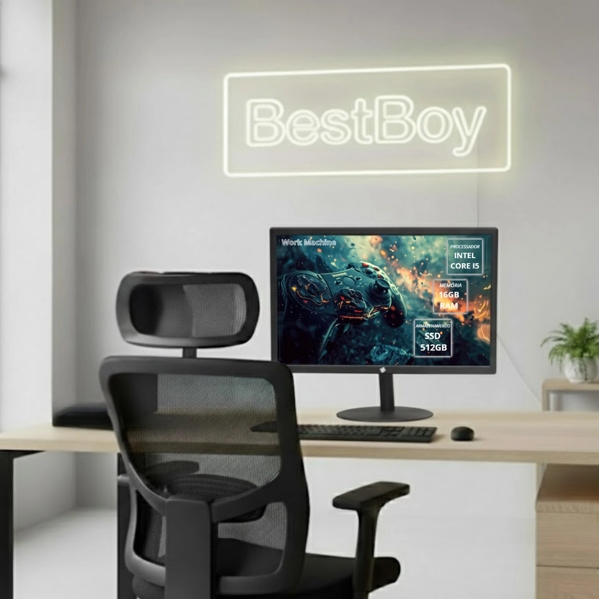 COMPUTADOR SLIM WORK MACHINE BESTBOY INTEL CORE I5 4º 16GB RAM SSD 512GB TECLADO MOUSE MONITOR 19 PT