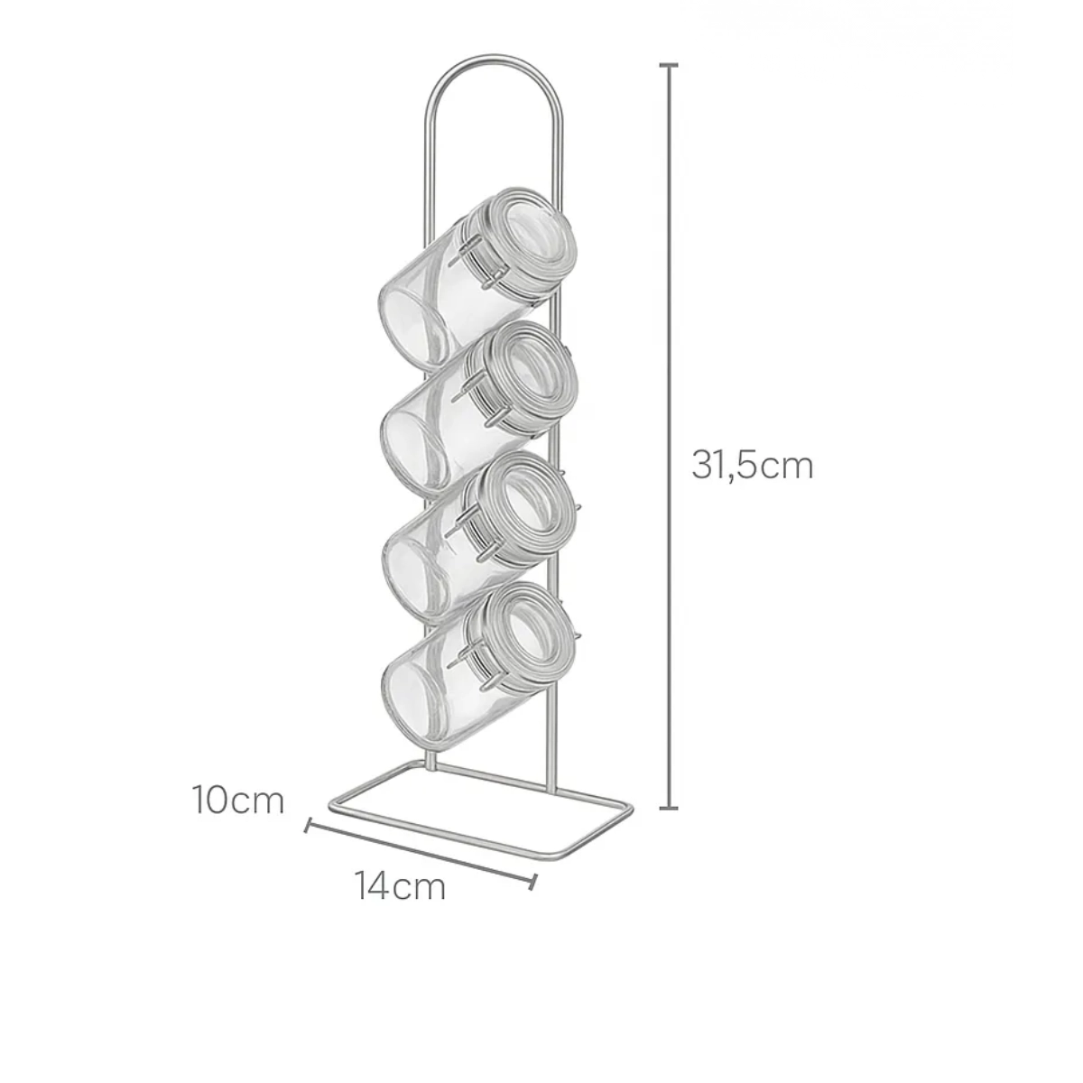 CONJUNTO 8 PORTA TEMPEROS DE VIDRO COM TAMPA HERMÉTICA E SUPORTE DE METAL CROMADO CONJUNTO 8 PORTA TEMPEROS DE VIDRO COM TAMPA HERMÉTICA E SUPORTE DE METAL CROMADO