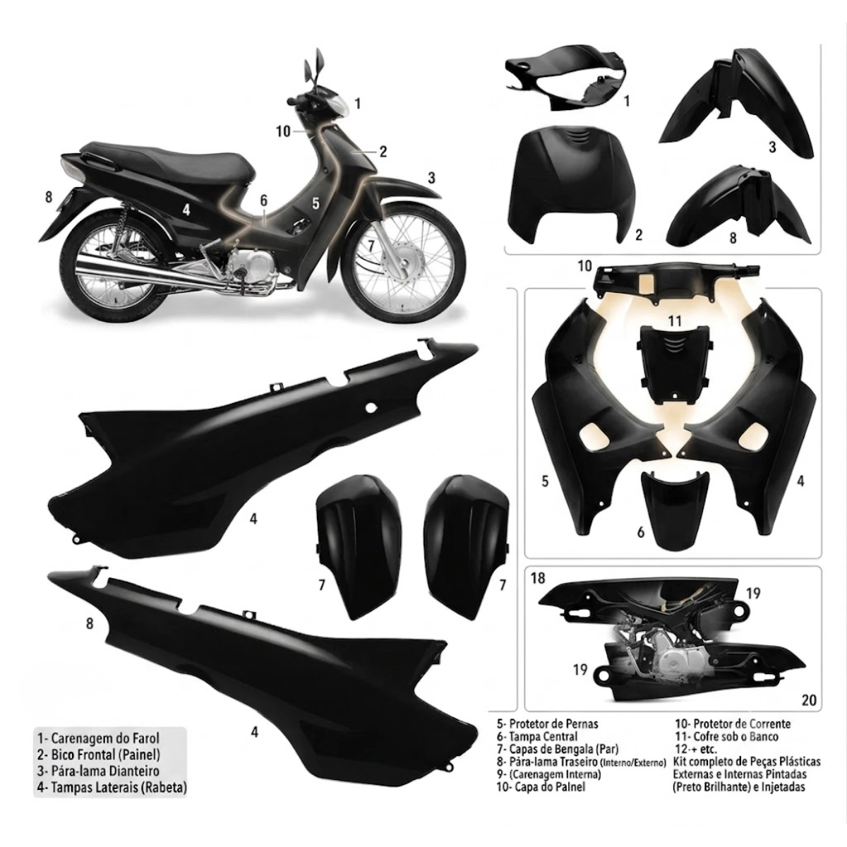 CONJUNTO CARENAGEM COMPLETA PRO TORK BIZ 100 ANO 2000 A 2005 PRETO CONJUNTO CARENAGEM COMPLETA PRO TORK BIZ 100 ANO 2000 A 2005 PRETO