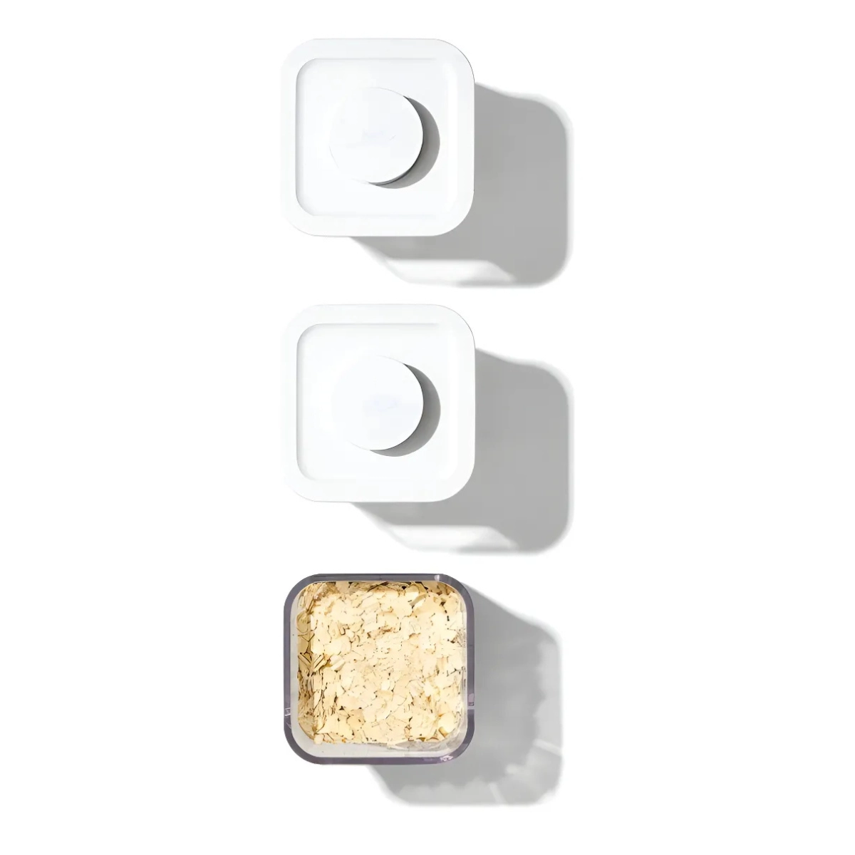 CONJUNTO DE 3 RECIPIENTES DE PLÁSTICO COM TAMPA POP2 WHITE 1,1 L OXO TRANSPARENTE