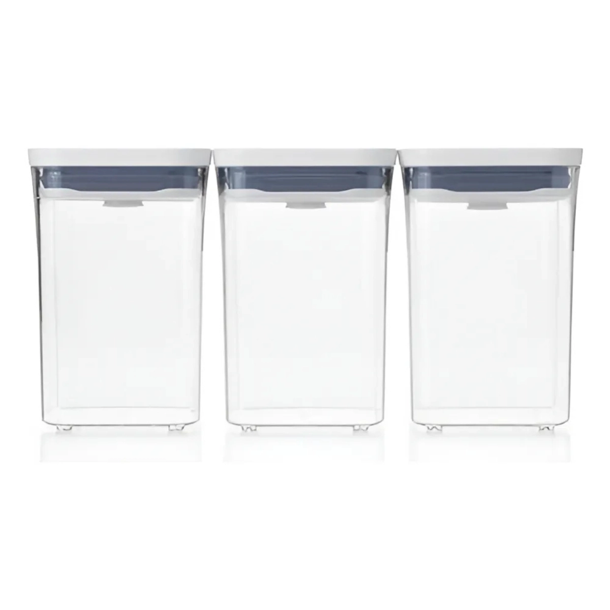 CONJUNTO DE 3 RECIPIENTES DE PLÁSTICO COM TAMPA POP2 WHITE 1,1 L OXO TRANSPARENTE