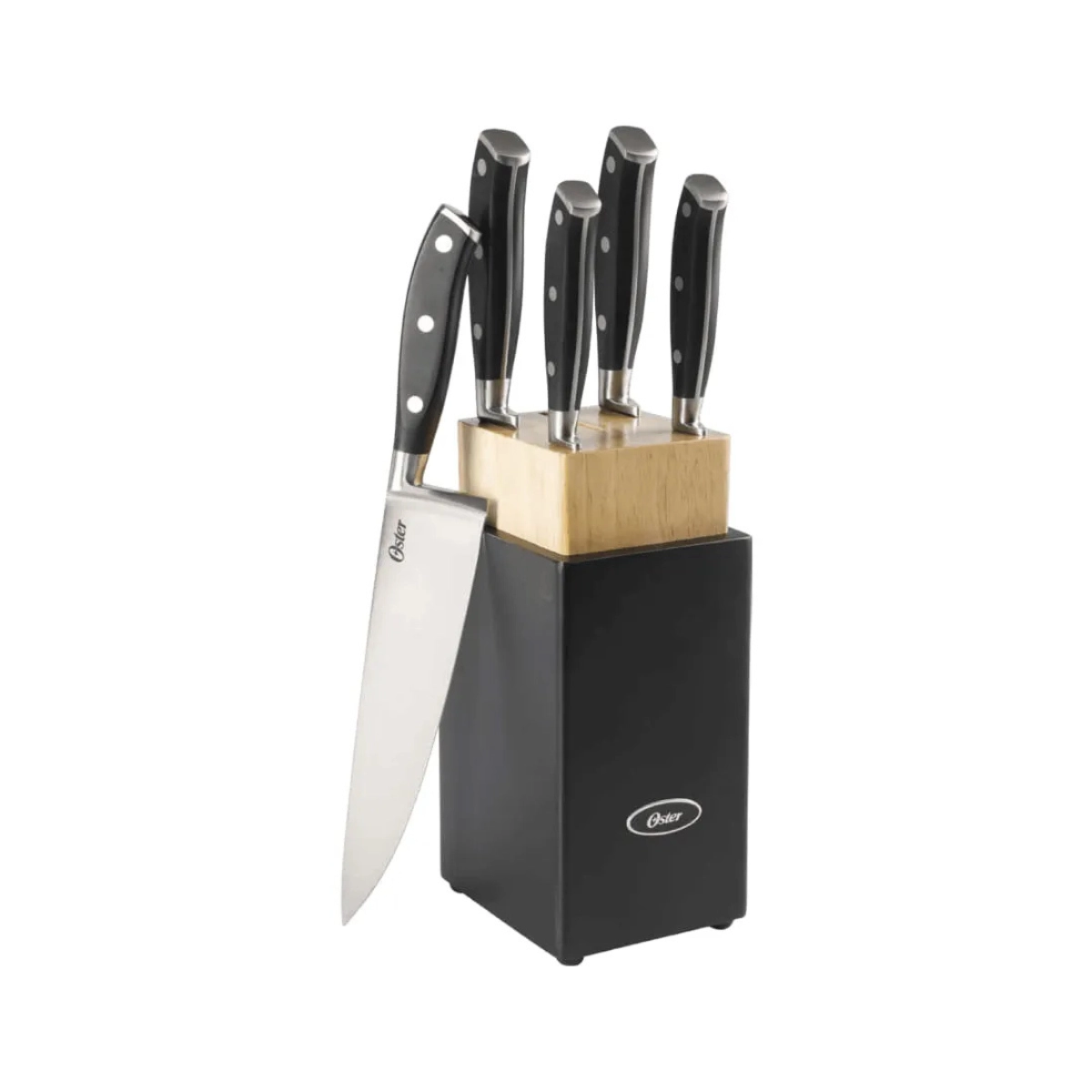CONJUNTO DE FACAS INOX PARRISH OSTER 6 PEÇAS PREMIUM COM CEPO DE MADEIRA