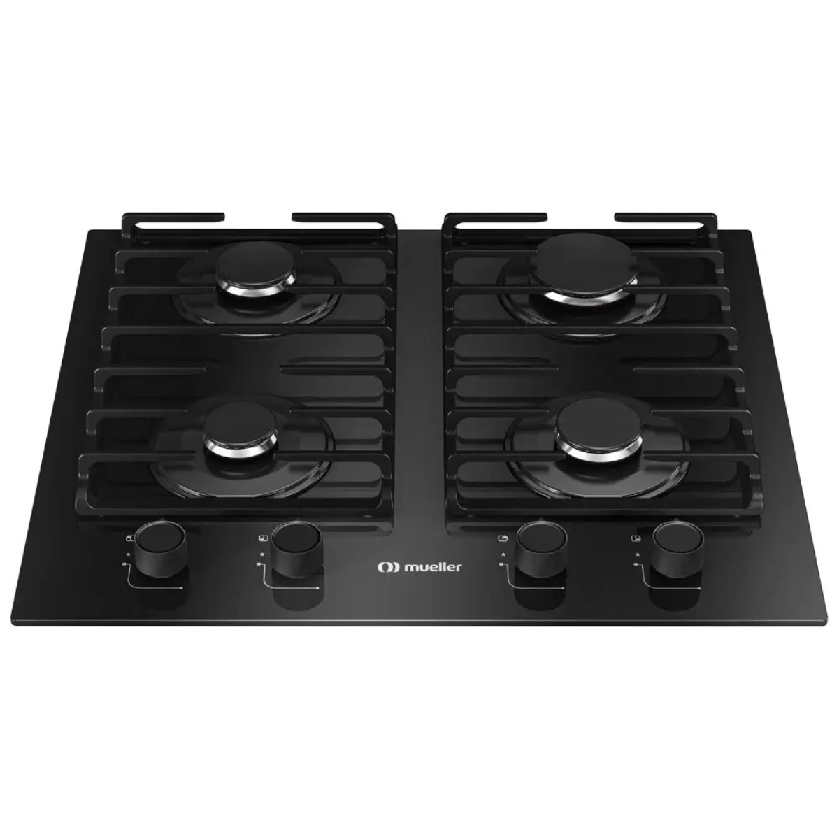 COOKTOP 4 BOCAS A GÁS PRETO MUELLER VIDRO MCG4BM GRADES DE FERRO FUNDIDO BIVOLT