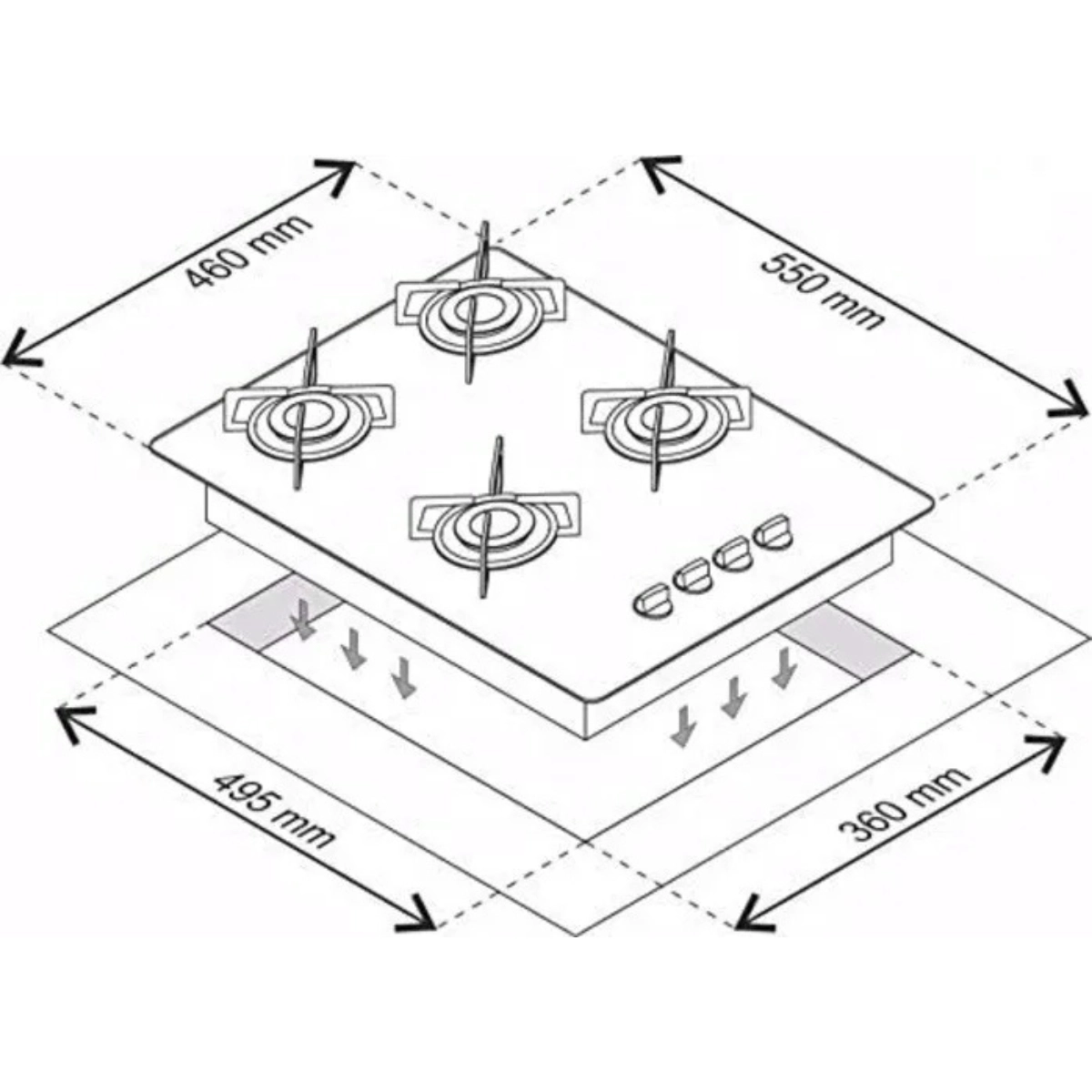 COOKTOP 4 BOCAS ULTRA CHAMA ROSA CHAPA CHAMALUX BIVOLT