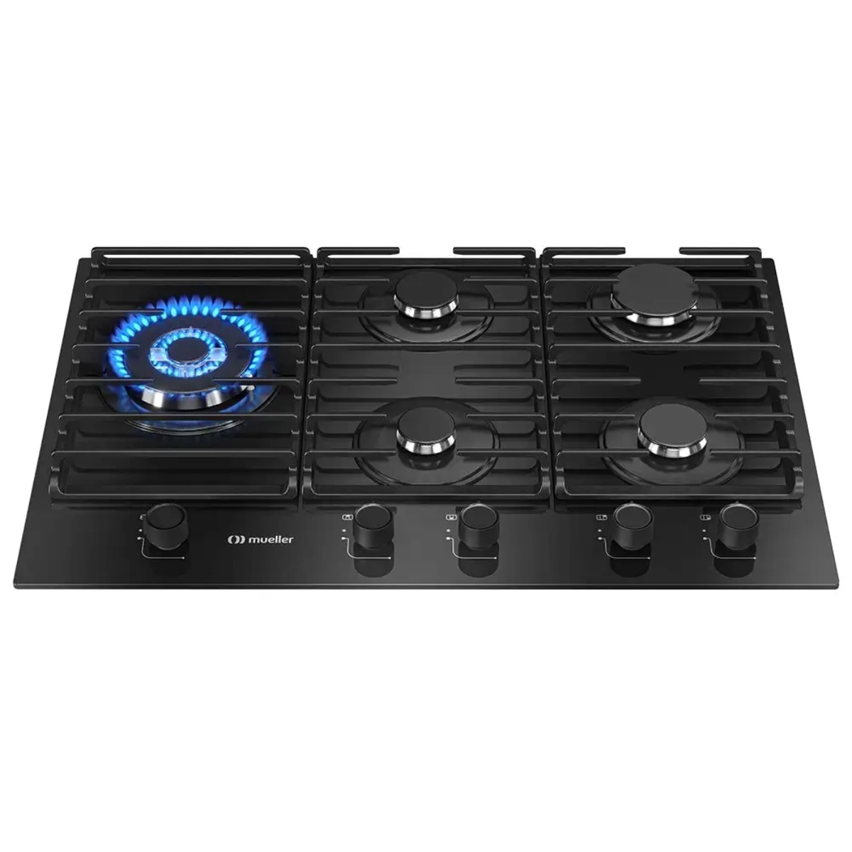 COOKTOP 5 BOCAS A GÁS MUELLER MESA DE VIDRO COM TRIPLA CHAMA MCG5BM BIVOLT