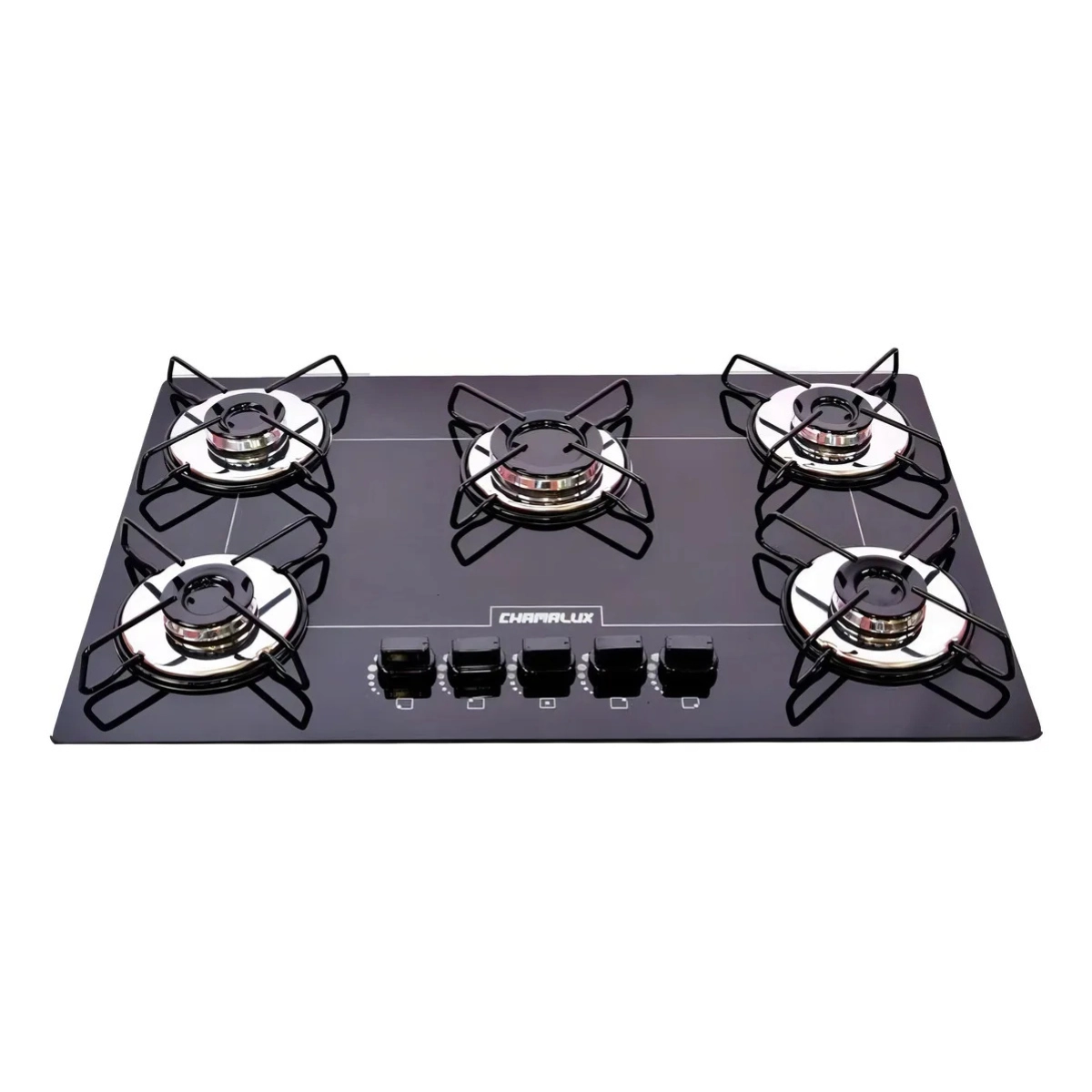 COOKTOP 5 BOCAS CHAMALUX BIVOLT ULTRA CHAMA TREMPE ARAMADA PRETO