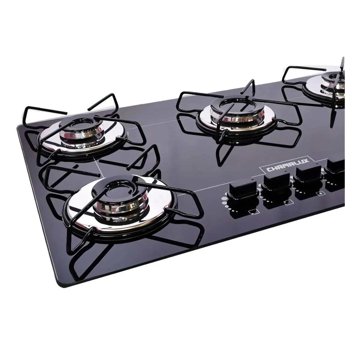 COOKTOP 5 BOCAS CHAMALUX BIVOLT ULTRA CHAMA TREMPE ARAMADA PRETO