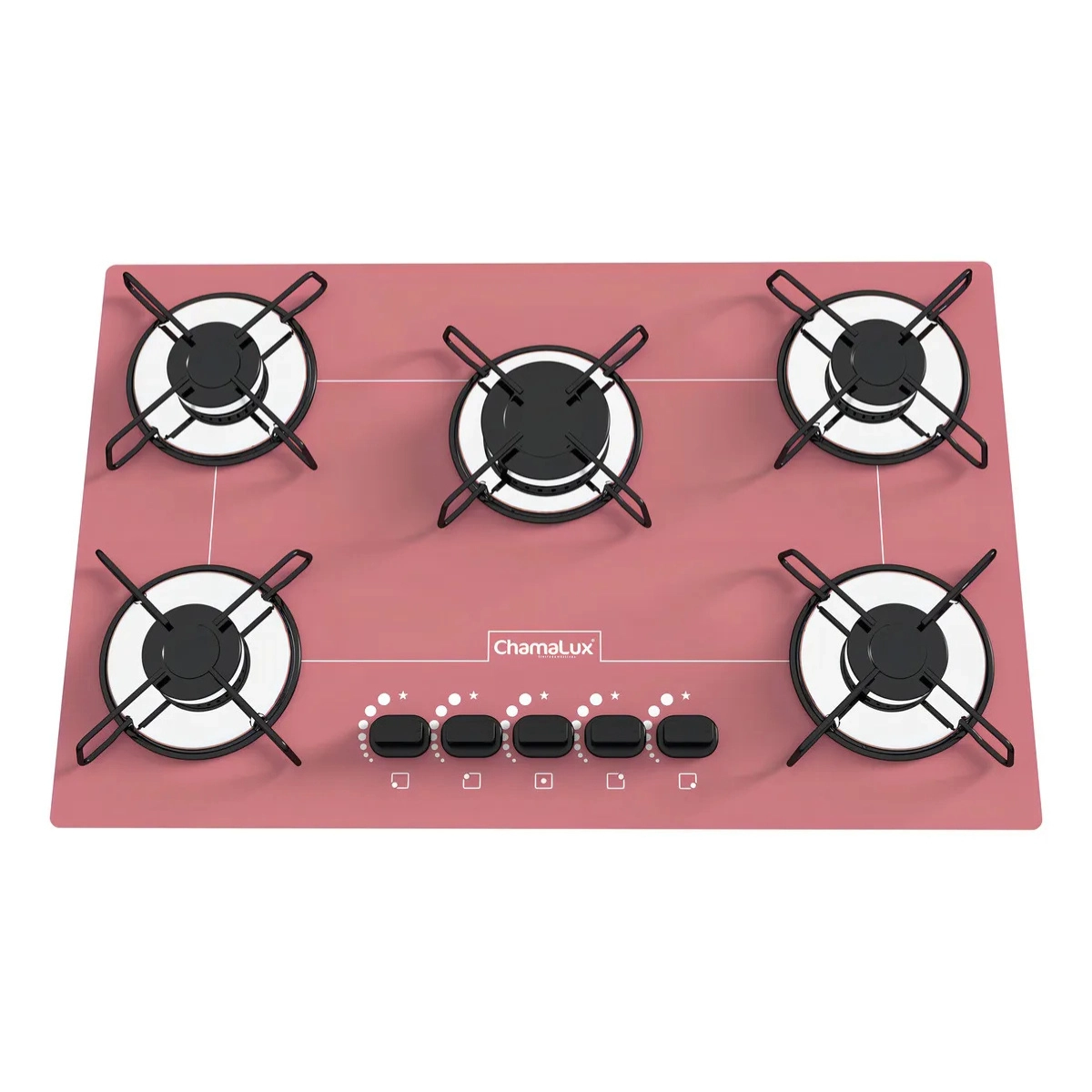 COOKTOP 5 BOCAS CHAMALUX BIVOLT ULTRA CHAMA TREMPE ARAMADA ROSA