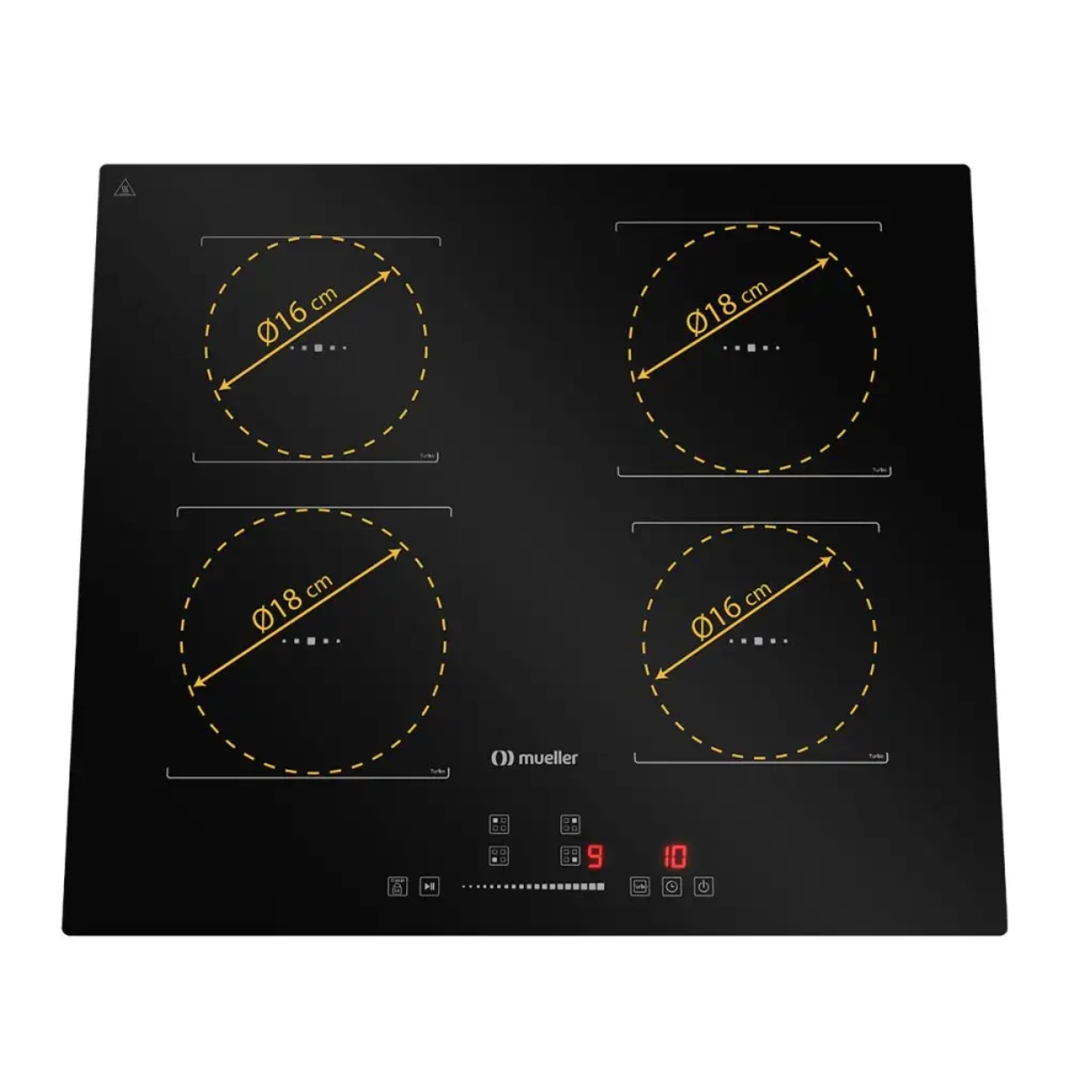 COOKTOP DE INDUÇÃO MUELLER 4 BOCAS 7200W PAINEL TOUCH 220V PRETO