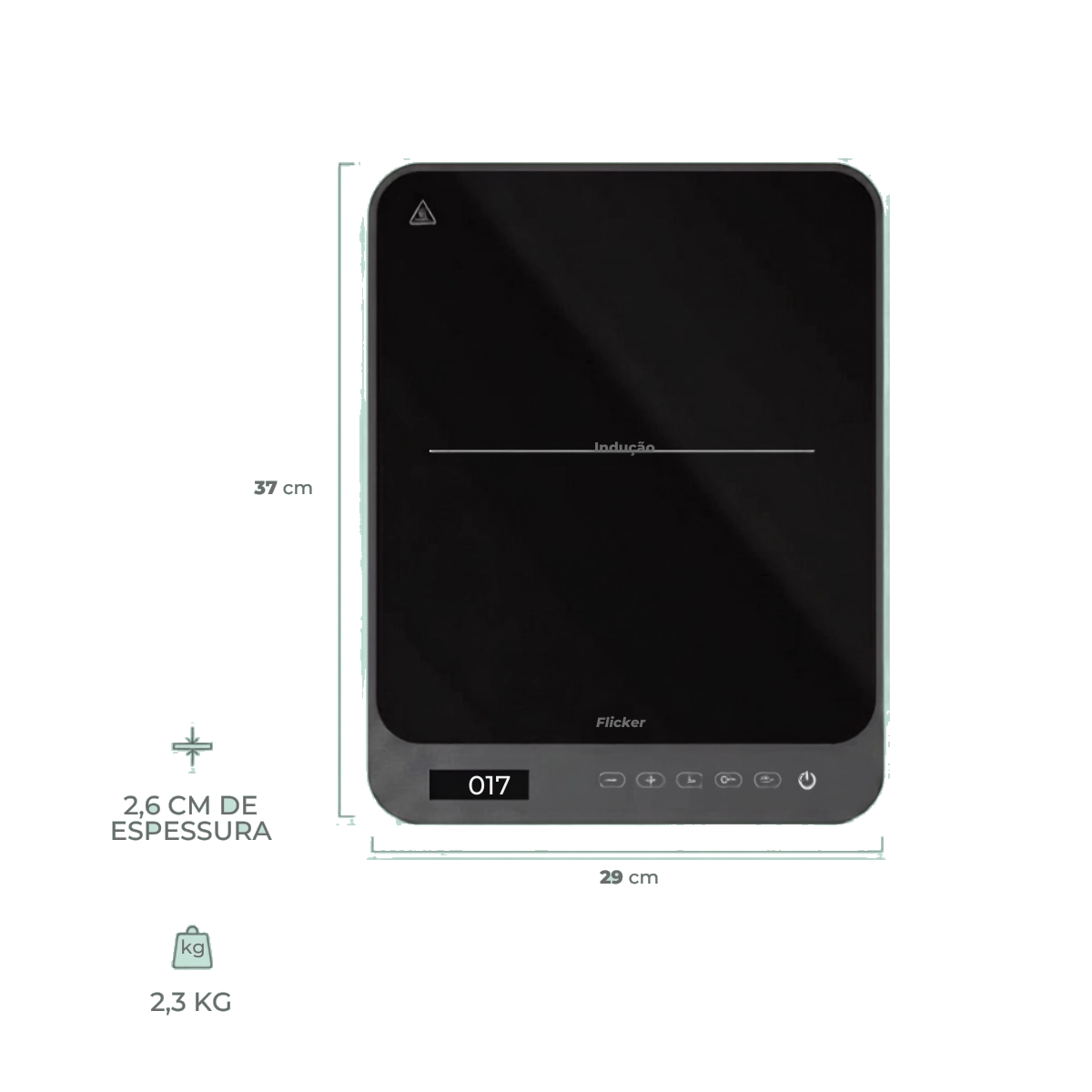 COOKTOP DE INDUCAO FISCHER 1 BOCA BIVOLT VERDE TOUCH SCREEN PORTATIL COOKTOP DE INDUCAO FISCHER 1 BOCA BIVOLT VERDE TOUCH SCREEN PORTATIL
