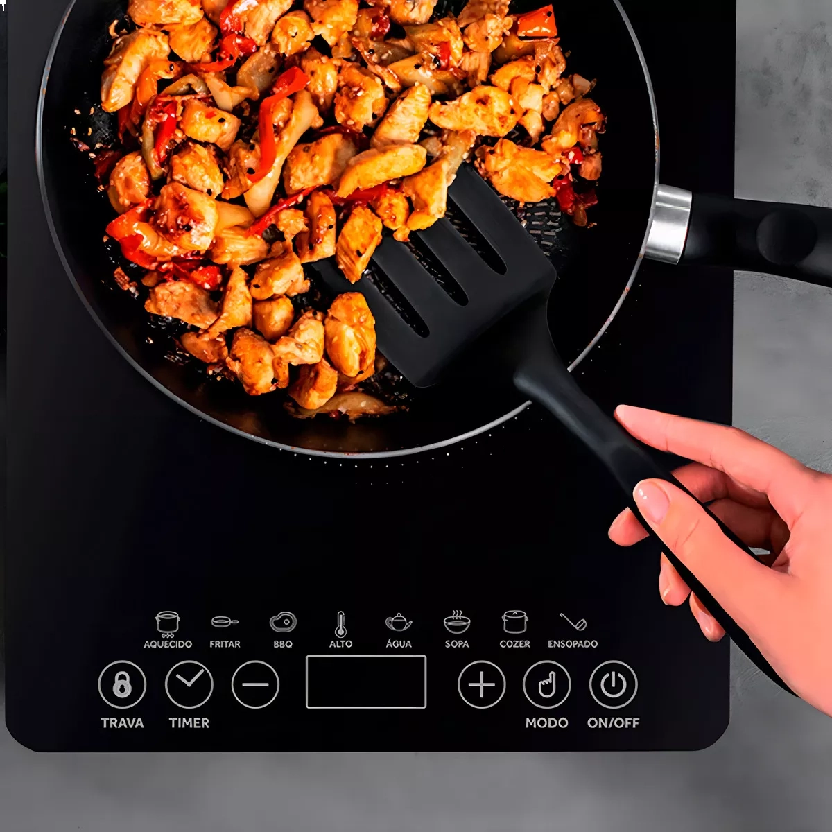 COOKTOP ELETRICO INDUÇÃO VITROCERAMICA FRIA 127V PRETO 1200W