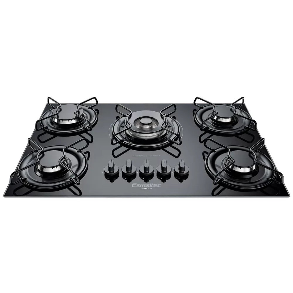 Cooktop Esmaltec 5 Bocas Tripla Chama Gourmet Preto - Bivolt