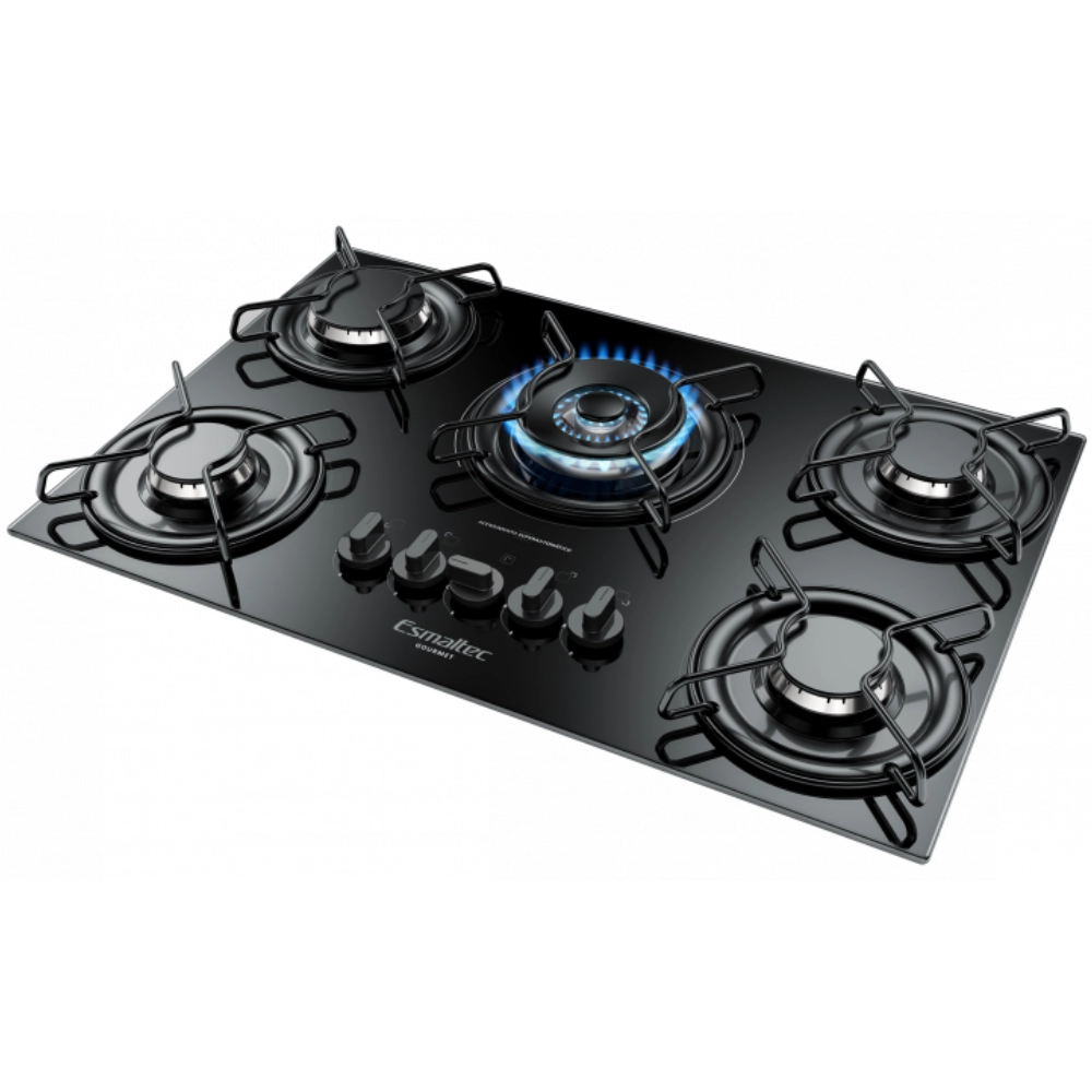 Cooktop Esmaltec 5 Bocas Tripla Chama Gourmet Preto - Bivolt