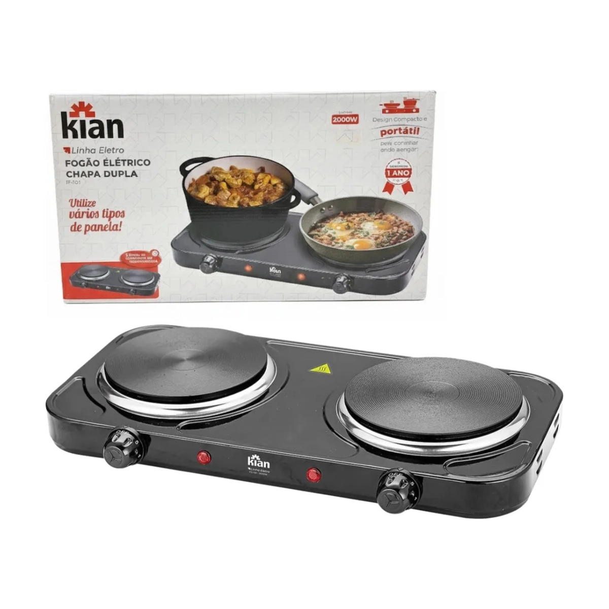 COOKTOP PORTÁTIL ELÉTRICO FG101 2 BOCAS PRETO 127V KIAN COOKTOP PORTÁTIL ELÉTRICO FG101 2 BOCAS PRETO 127V KIAN