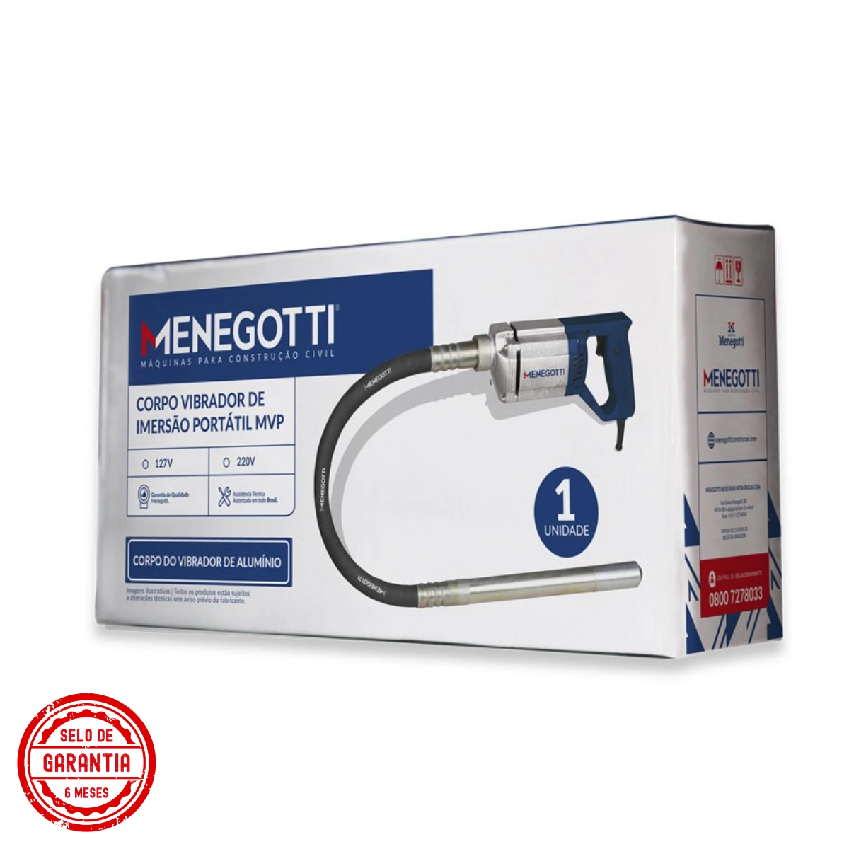 Corpo Vibrador Portatil de Concreto Imersao 127v sem Mangote 1000w