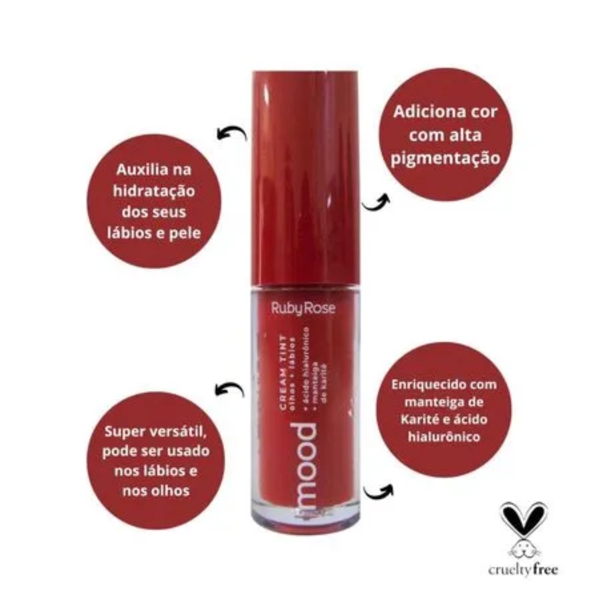 CREAM TINT OLHOS E LÁBIOS RUBY ROSE FEELS MOOD C80