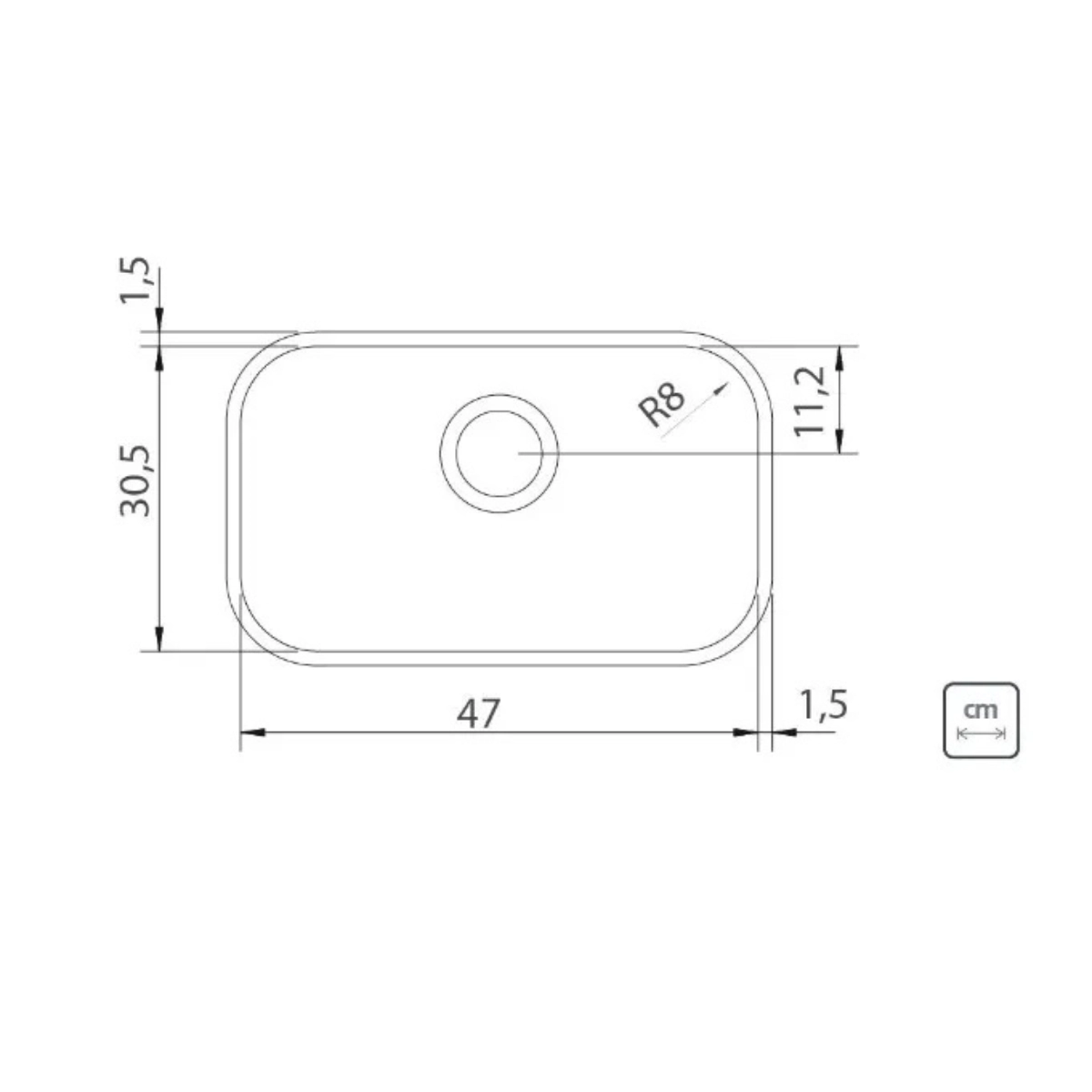 CUBA DE EMBUTIR  LAVÍNIA 47 BL TRAMONTINA INOX ALTO BRILHO 47X30CM