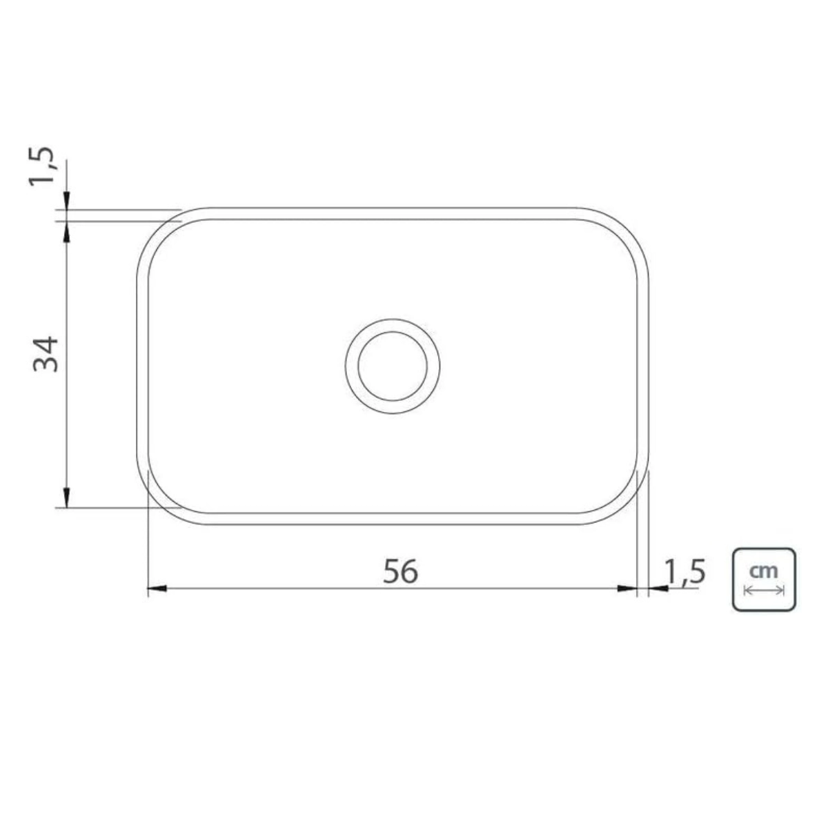 CUBA DE EMBUTIR LAVÍNIA 56 BL INOX TRAMONTINA ALTO BRILHO 56X34CM