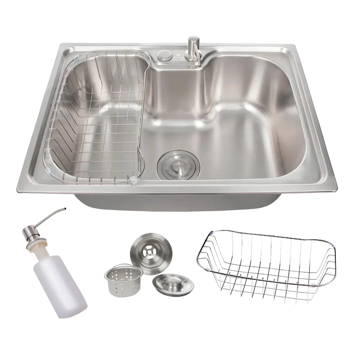 CUBA GOURMET INOX 60X42CM COM ESCORREDOR DISPENSER E VÁLVULA