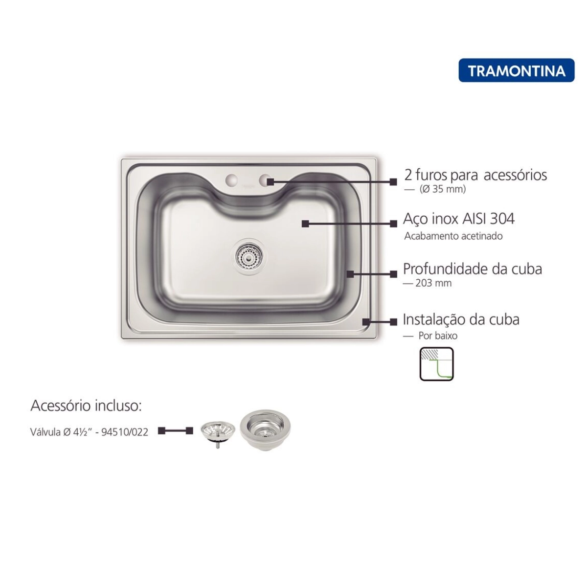 Cuba Inox 69x49 Mor.60 Undermount Cuba Inox 69x49 Mor.60 Undermount