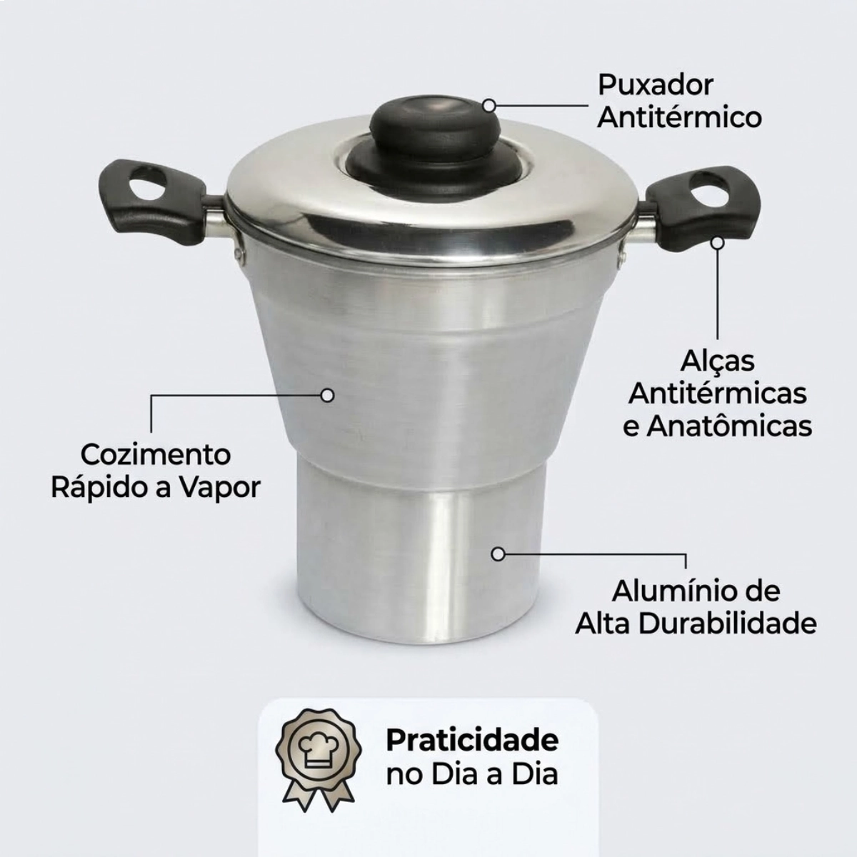 CUSCUZEIRA DE ALUMÍNIO N14 ALOESTE 1,6 LITROS CUSCUZEIRA DE ALUMÍNIO N14 ALOESTE 1,6 LITROS