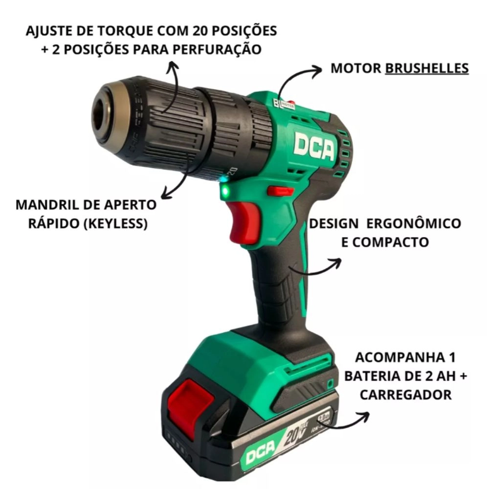 Dca Paraf./Fur. Impacto Bateria 13mm 2ah 20v Adjz2050idm